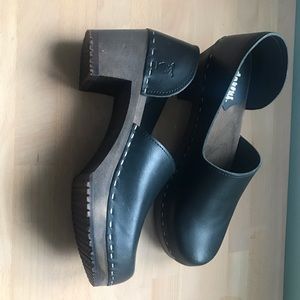 Sandgrens Brett dress clogs brown black size 40